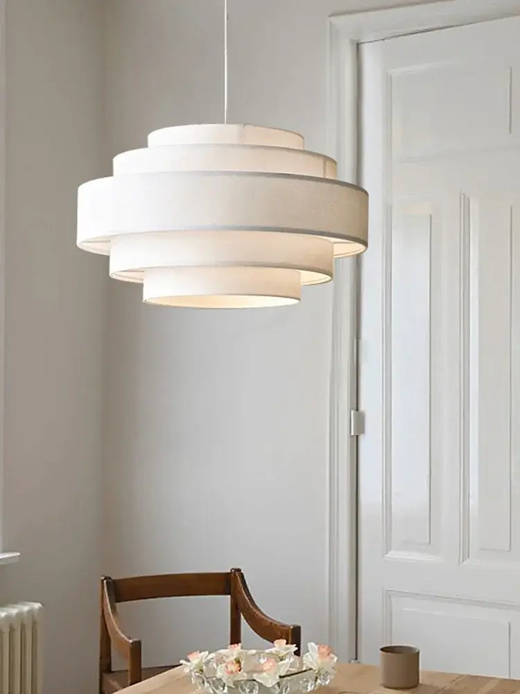 Wabi Sabi Fabric Pendant Light Japan Cloth Chandelier for Living Room Bedroom Home Decor White Cloth Pendant Lamp