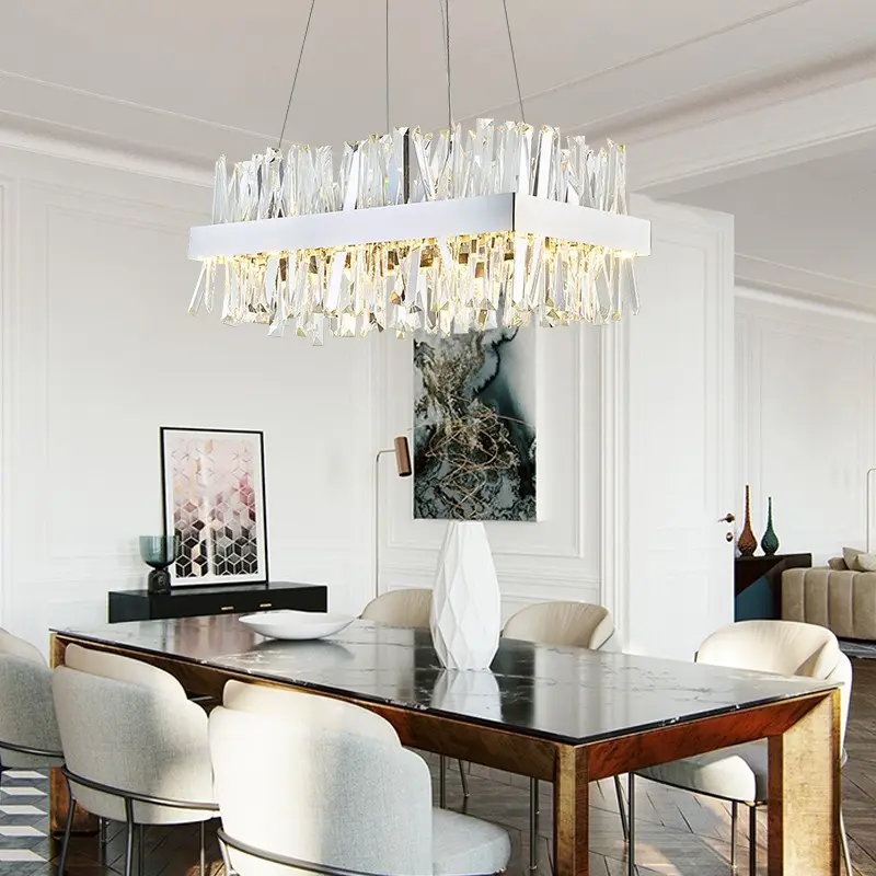 France Retro Crystal Chandeliers Hotel Restaurant Hall Luxury Ring Pendant Lights Living Dining Room Kitchen Island LED Lights