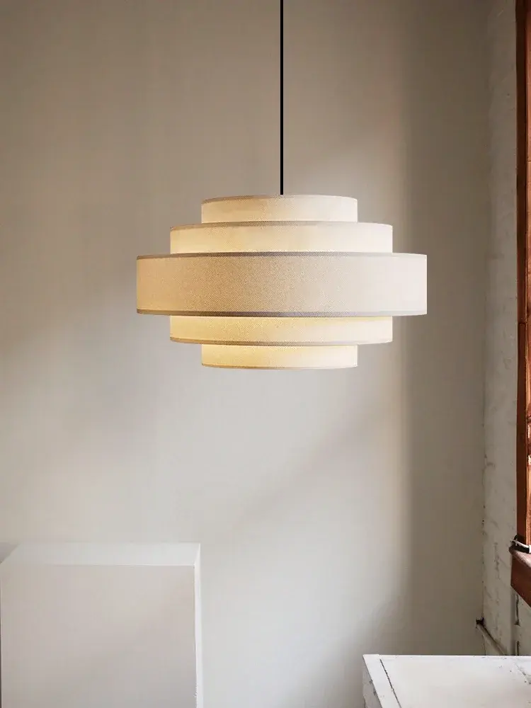 Wabi Sabi Fabric Pendant Light Japan Cloth Chandelier for Living Room Bedroom Home Decor White Cloth Pendant Lamp