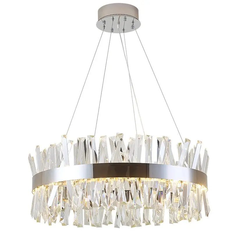 France Retro Crystal Chandeliers Hotel Restaurant Hall Luxury Ring Pendant Lights Living Dining Room Kitchen Island LED Lights