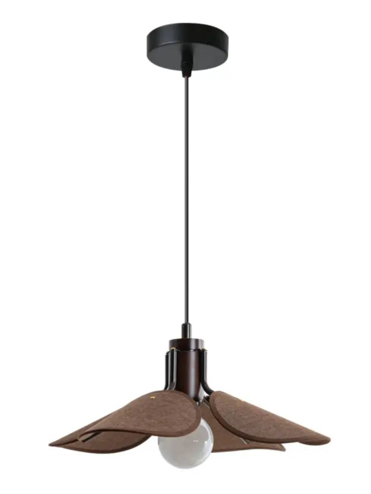 Leaf Wood Cloth Hanging Lamp Vintage Living Room Bedroom Chandelier Wabi Sabi Courtyard Pendant Light Room Decor Lustre