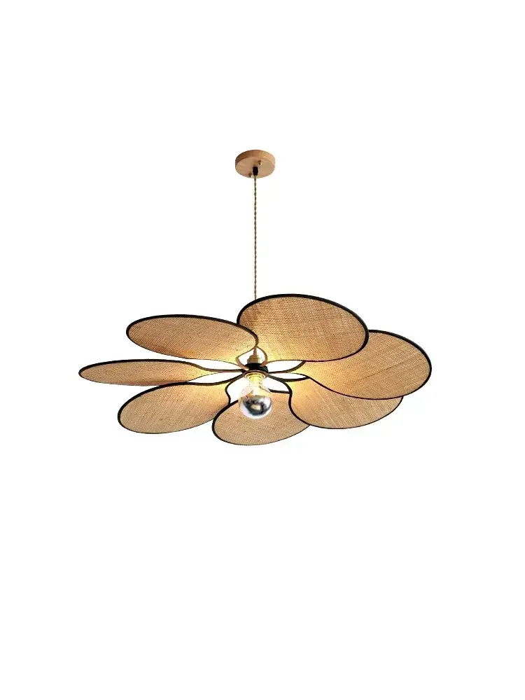 Wabi Sabi Restaurant Ceiling Pendant Lamp Japan Flower Straw Woven Pendant Light Chandelier in The Living Room Dining Room