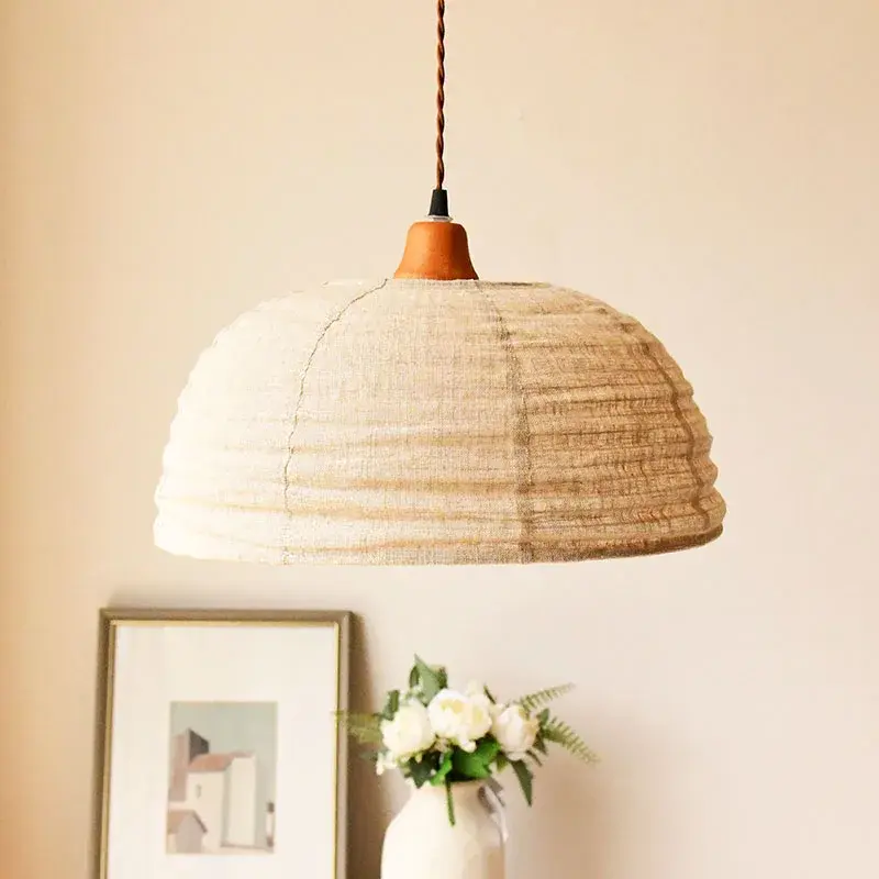 Japan Fabric Chandelier Wabi Sabi Cloth Tearoom Pendant Light for Restaurant Shop Hotel Mood Light Living Room Lustre