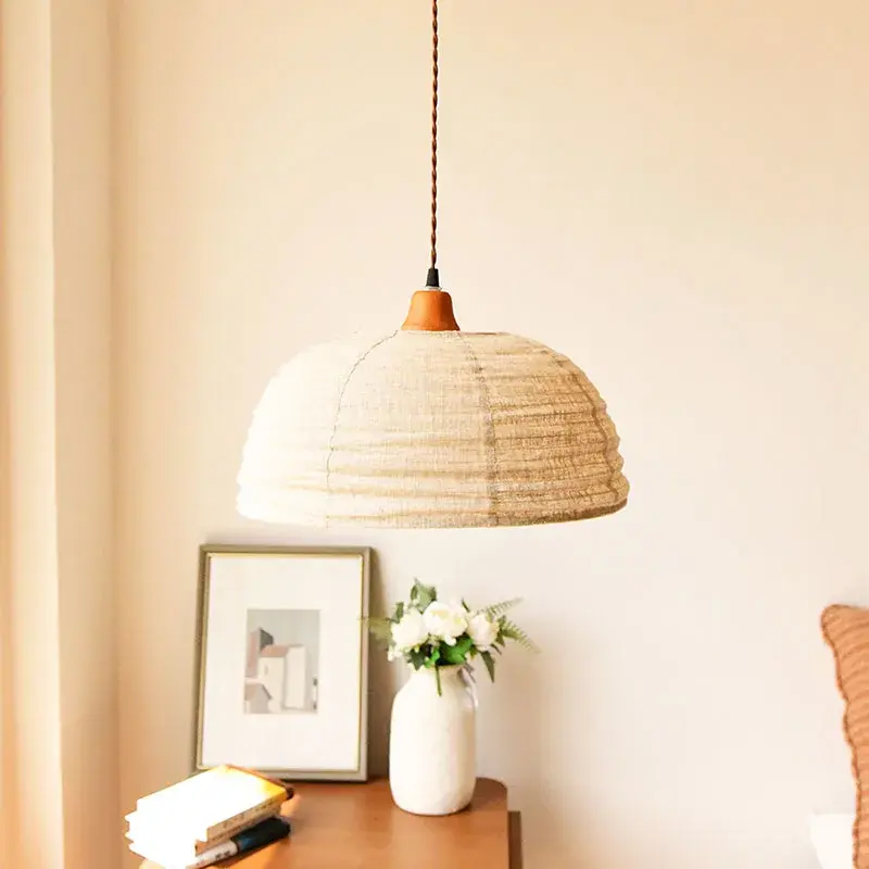 Japan Fabric Chandelier Wabi Sabi Cloth Tearoom Pendant Light for Restaurant Shop Hotel Mood Light Living Room Lustre