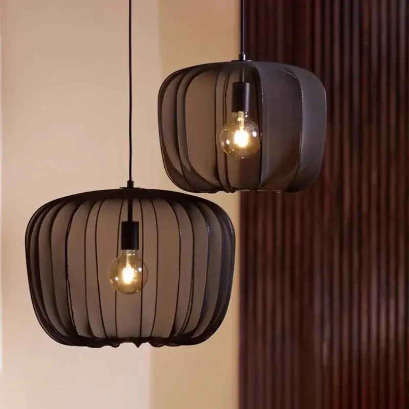 Minimalist Hotel Restaurant Shop Ceiling Light Modern Fabric Ceiling Pendant Lamp Wabi Sabi Living Room Led Ceiling Lamp E27