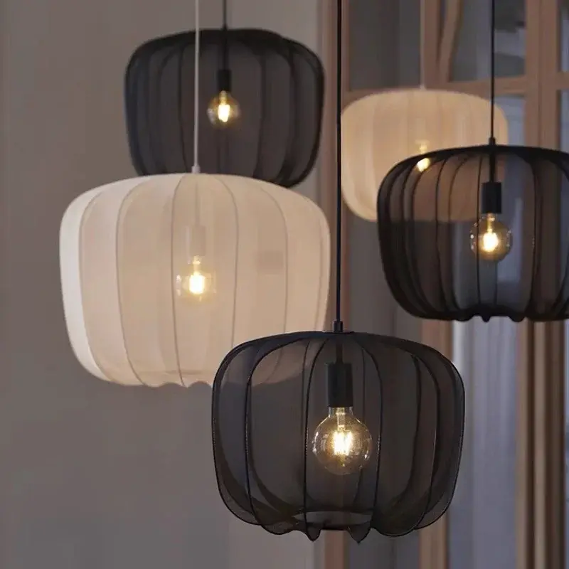 Minimalist Hotel Restaurant Shop Ceiling Light Modern Fabric Ceiling Pendant Lamp Wabi Sabi Living Room Led Ceiling Lamp E27