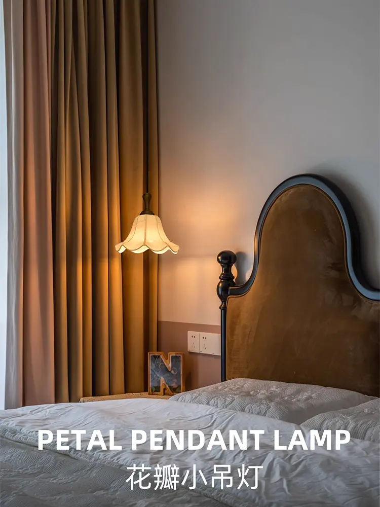 French Vintage Cloth Pendant Light Japan Retro Fabric Modern Ceiling Chandelier Living Room Dining Table Light for Led Room Deco
