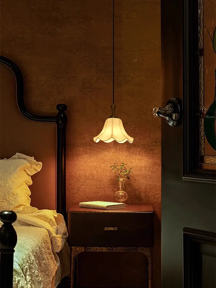 French Vintage Cloth Pendant Light Japan Retro Fabric Modern Ceiling Chandelier Living Room Dining Table Light for Led Room Deco