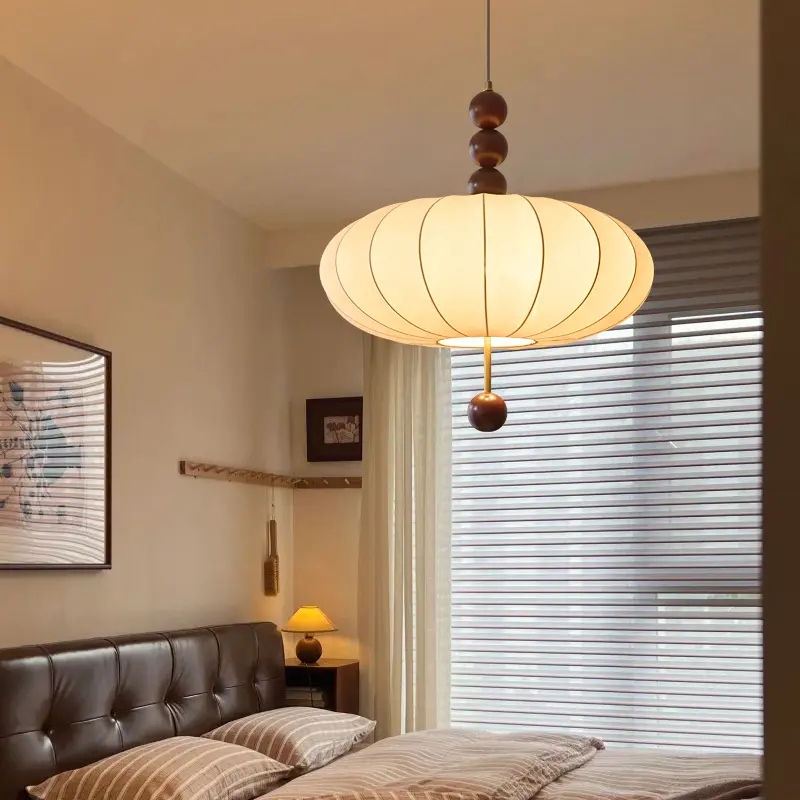 Vintage Cloth Pendant Light Japan Retro Restaurant Shop Chandelier Living Room Antique Table Hanging Lamp for Room Decor