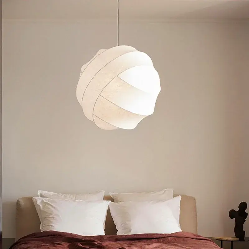 Wabi Sabi Silk Hanging Lamps for Ceiling Japan Living Room Pendant Lights Kitchen Dining Island Chandelier Lustre Home Decor