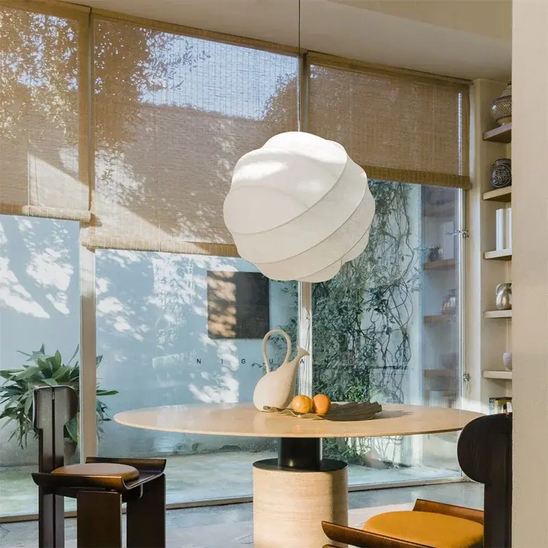Wabi Sabi Silk Hanging Lamps for Ceiling Japan Living Room Pendant Lights Kitchen Dining Island Chandelier Lustre Home Decor