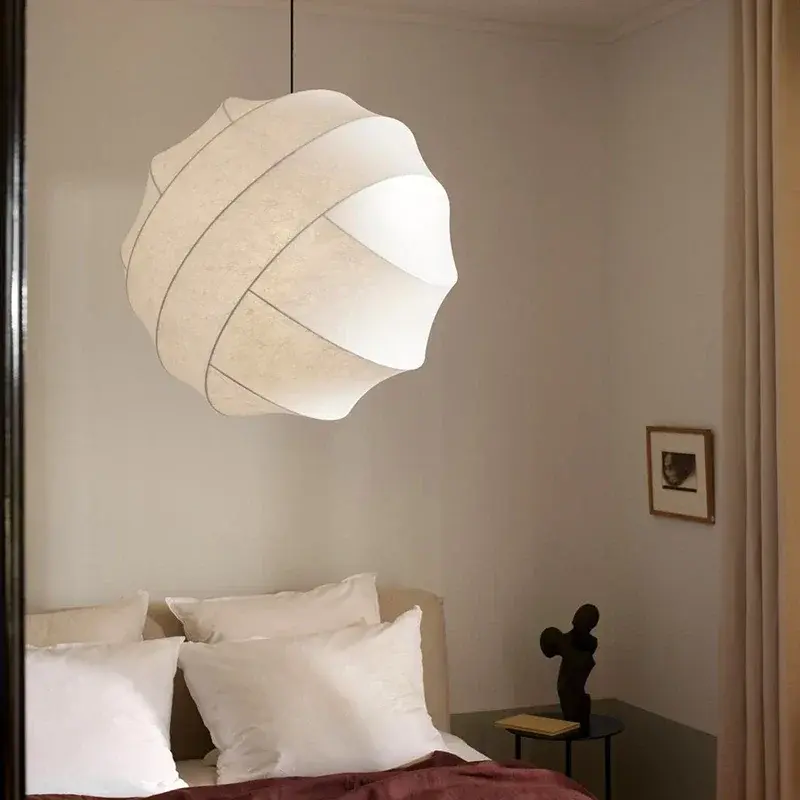 Wabi Sabi Silk Hanging Lamps for Ceiling Japan Living Room Pendant Lights Kitchen Dining Island Chandelier Lustre Home Decor