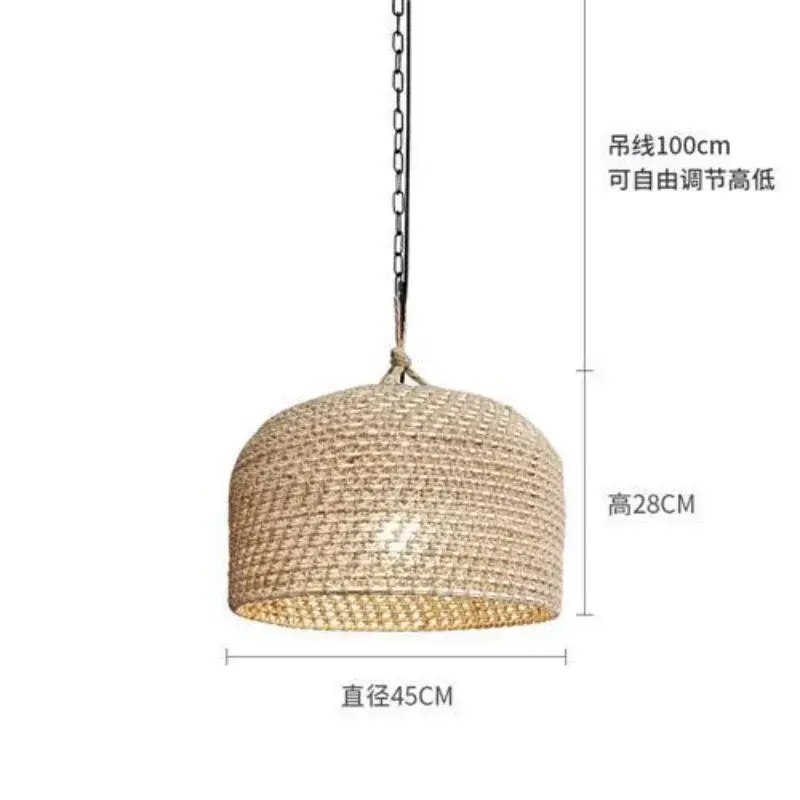 Japan Handmade Rope Rattan Chandelier Wabi Sabi Retro Pendant Lights Living Room Bedroom LED Lights for Home Decor Lustre