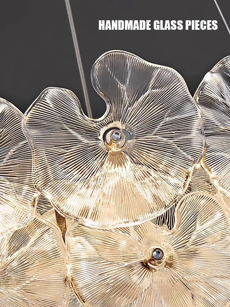 Art Deco Glass Flowers Pendant Lights LED Room Decor Hanging Lamps for Dining Kitchen Table Luxury Chandeliers Lustre