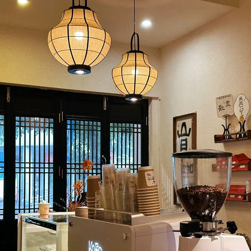 Hotel Restaurant Retro Cloth Chandeliers Japan Fabric Pendant Lights Living Room Bedroom Mood Lights for Home Decor Lustre