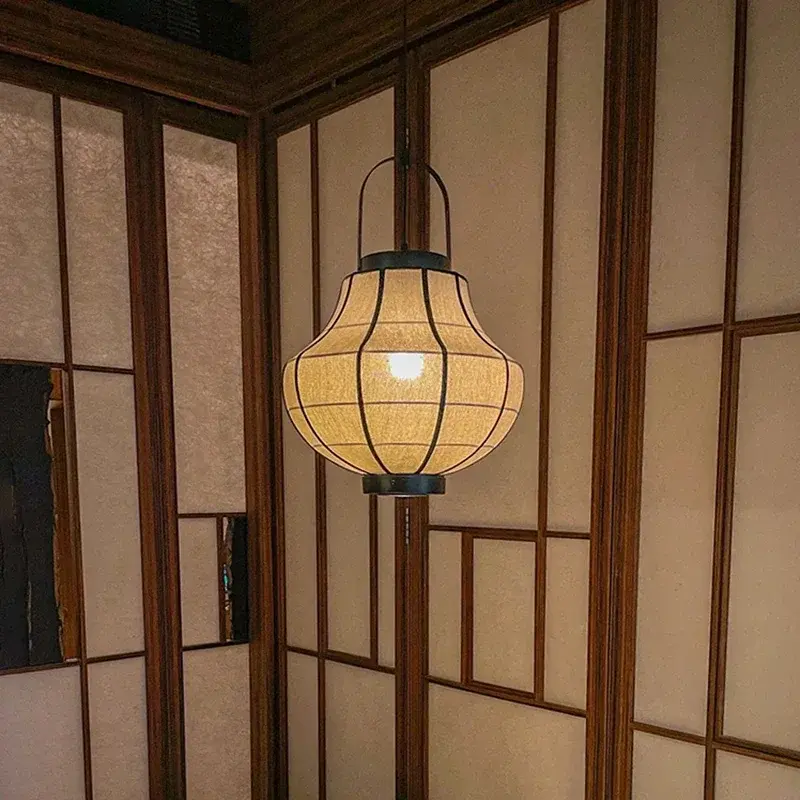Hotel Restaurant Retro Cloth Chandeliers Japan Fabric Pendant Lights Living Room Bedroom Mood Lights for Home Decor Lustre