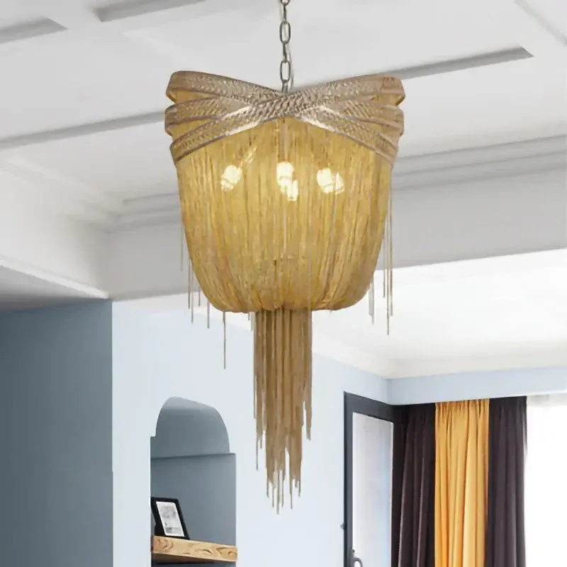 Industrial Tassels Pendant Lights Vintage Chain Hall Chandeliers Living Room Shop Restaurant Hanging Lamps LED Room Decor Lustre
