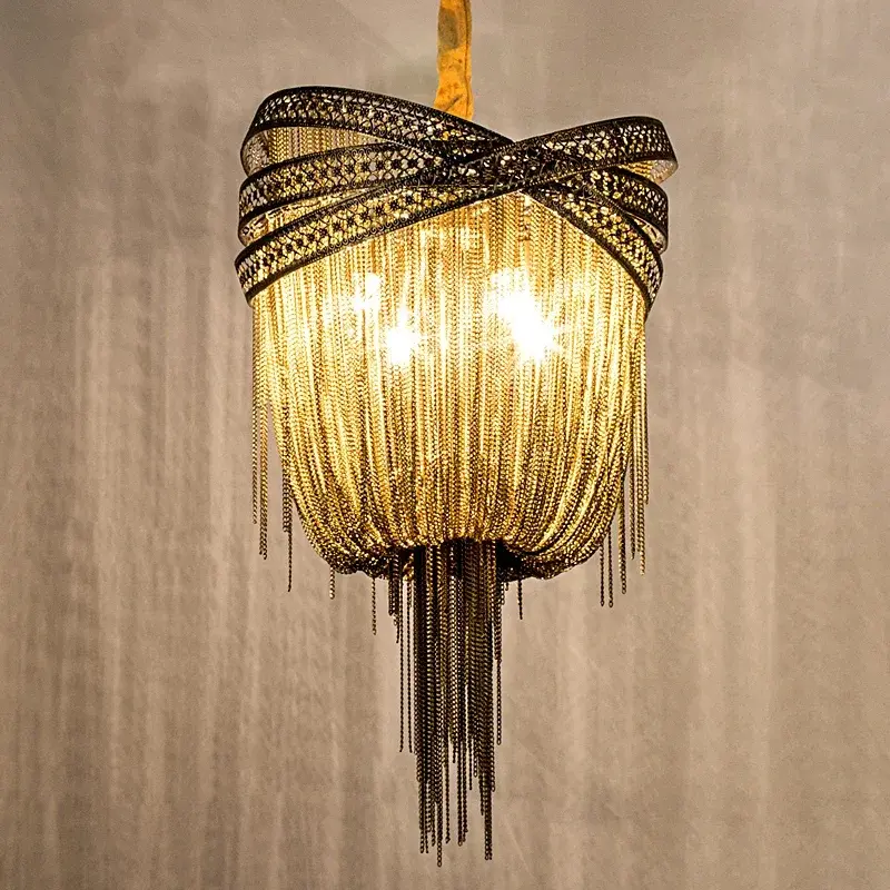 Industrial Tassels Pendant Lights Vintage Chain Hall Chandeliers Living Room Shop Restaurant Hanging Lamps LED Room Decor Lustre