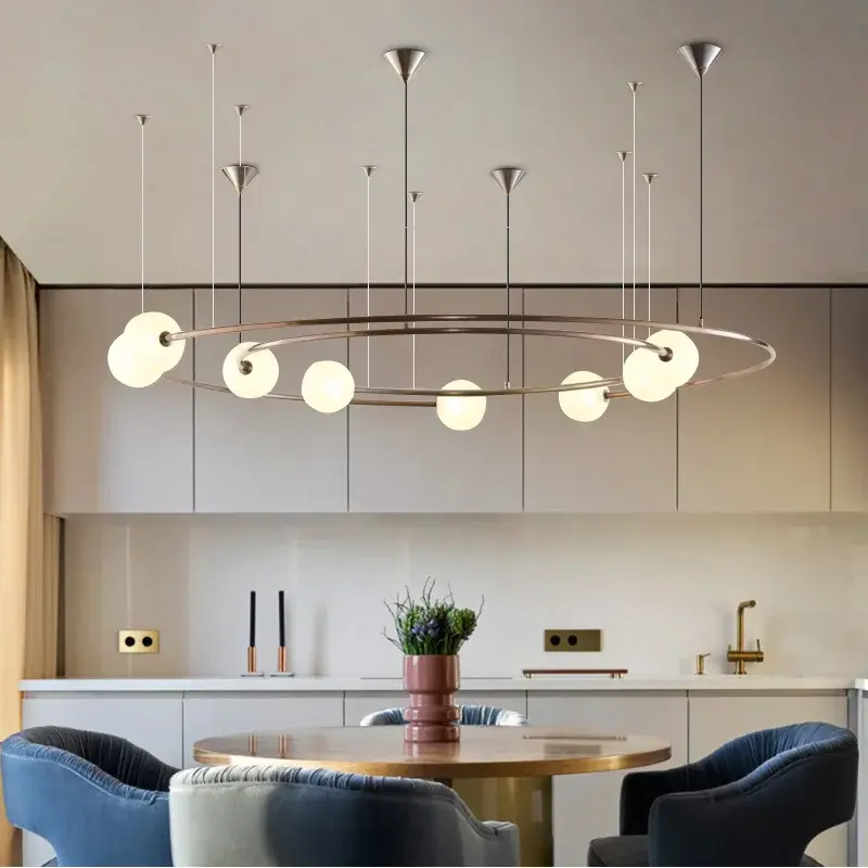 Moonriver Lighting Modern LED Hanging Lamps for Ceiling Living Room Bedroom Pendant Lights Creative Round Chandelier Room Decor