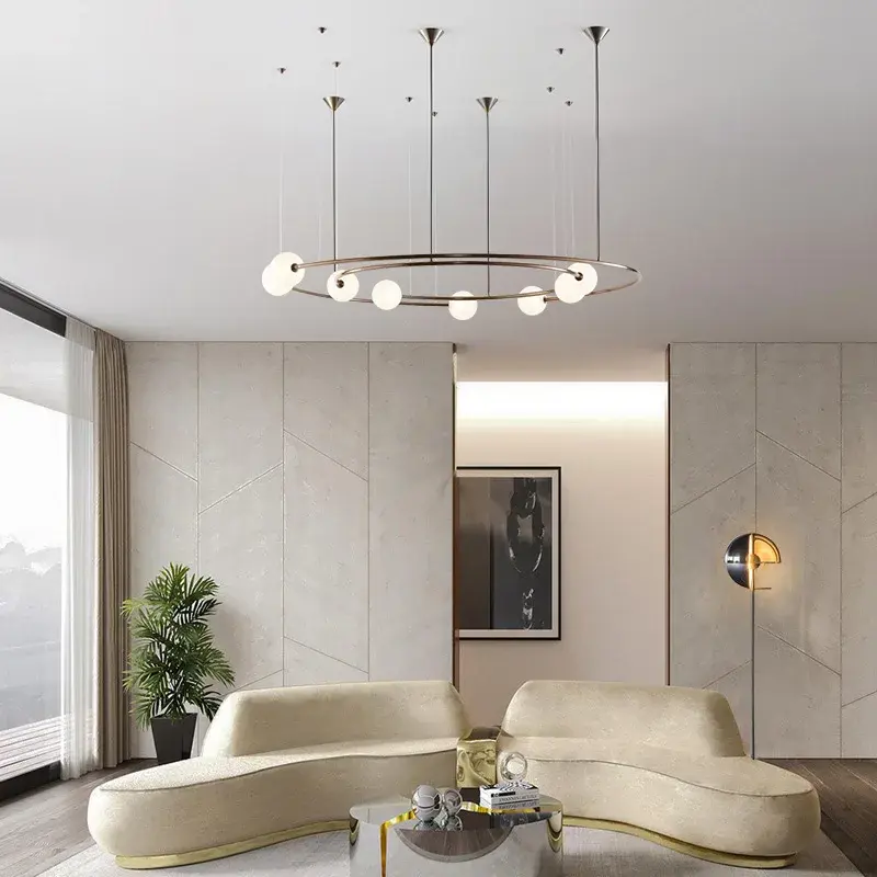 Moonriver Lighting Modern LED Hanging Lamps for Ceiling Living Room Bedroom Pendant Lights Creative Round Chandelier Room Decor