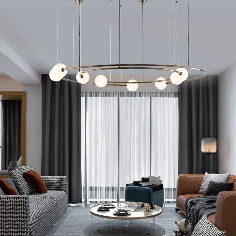 Moonriver Lighting Modern LED Hanging Lamps for Ceiling Living Room Bedroom Pendant Lights Creative Round Chandelier Room Decor