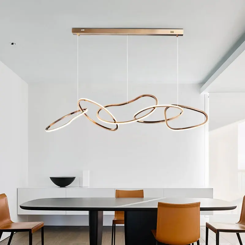 Kitchen Island Dining Table Led Ceiling Chandelier Modern Ceiling Lamp Stainless steel Bar Pendant Light Home Decorations Lustre