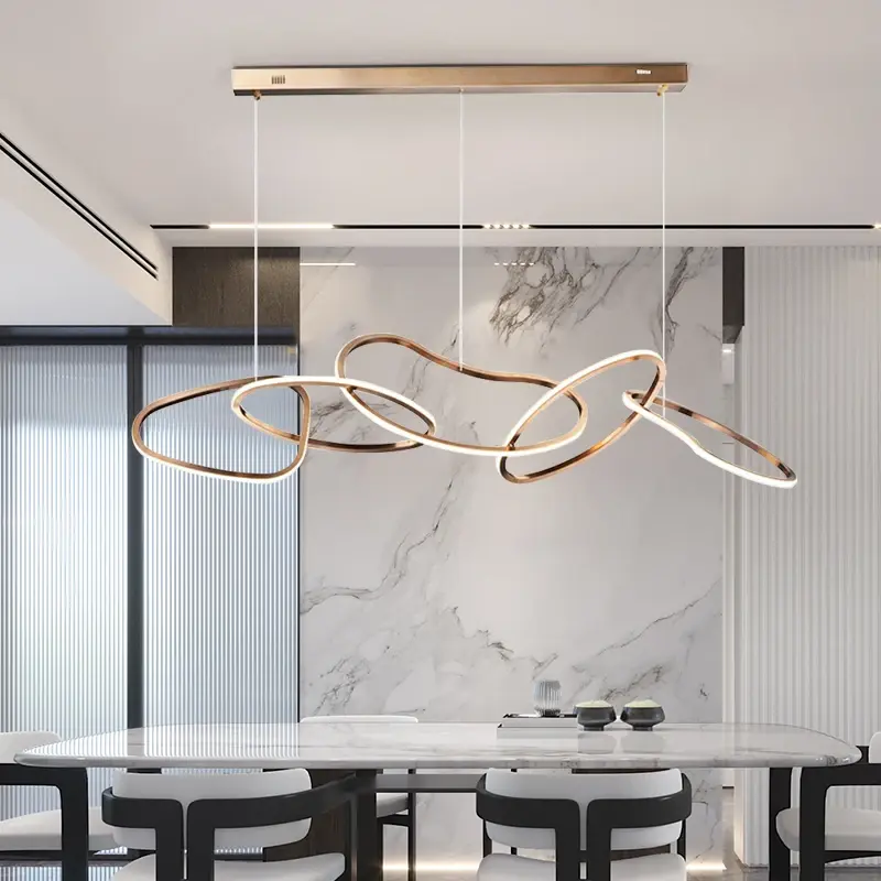 Kitchen Island Dining Table Led Ceiling Chandelier Modern Ceiling Lamp Stainless steel Bar Pendant Light Home Decorations Lustre