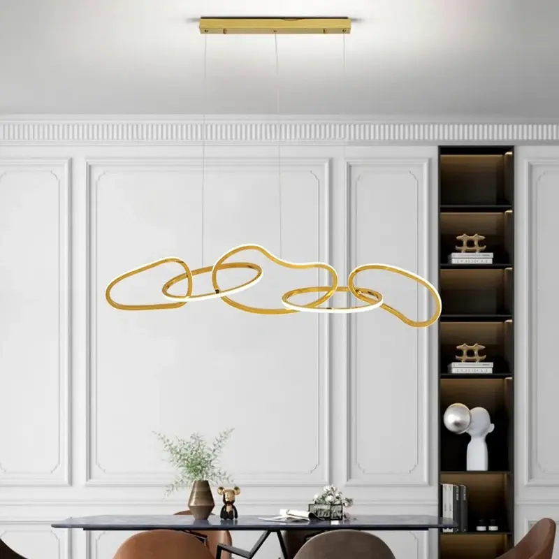 Kitchen Island Dining Table Led Ceiling Chandelier Modern Ceiling Lamp Stainless steel Bar Pendant Light Home Decorations Lustre