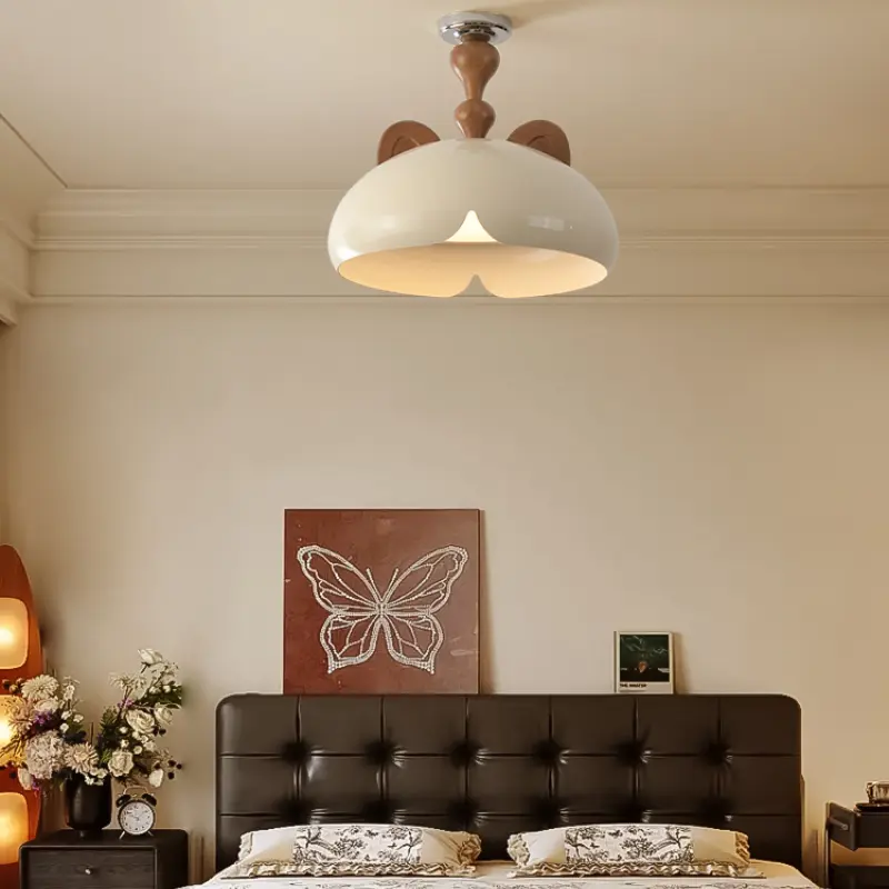 Children's Room Little Bear Ceiling Lamp Vintage Wood Ceiling Chandelier  Entrance Hall Corridor Porch LED Ceiling Light Lustre