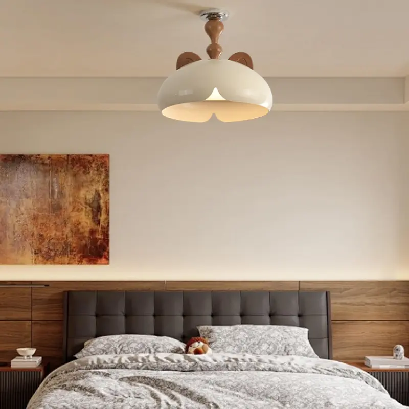 Children's Room Little Bear Ceiling Lamp Vintage Wood Ceiling Chandelier  Entrance Hall Corridor Porch LED Ceiling Light Lustre