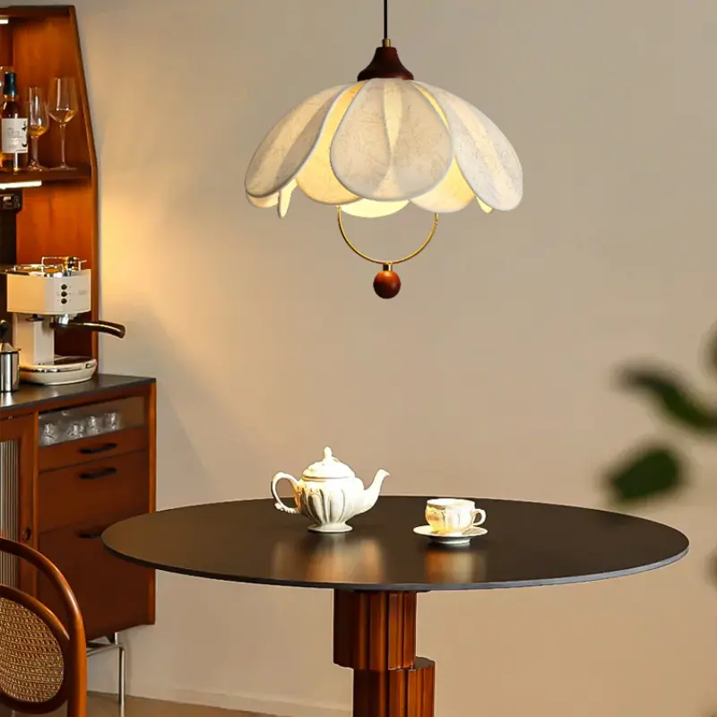Restaurant Hotel Vintage Cloth Pendant Light Dining Kitchen Room Retro Fabric Chandelier Living Room Japan Wood Mood Light
