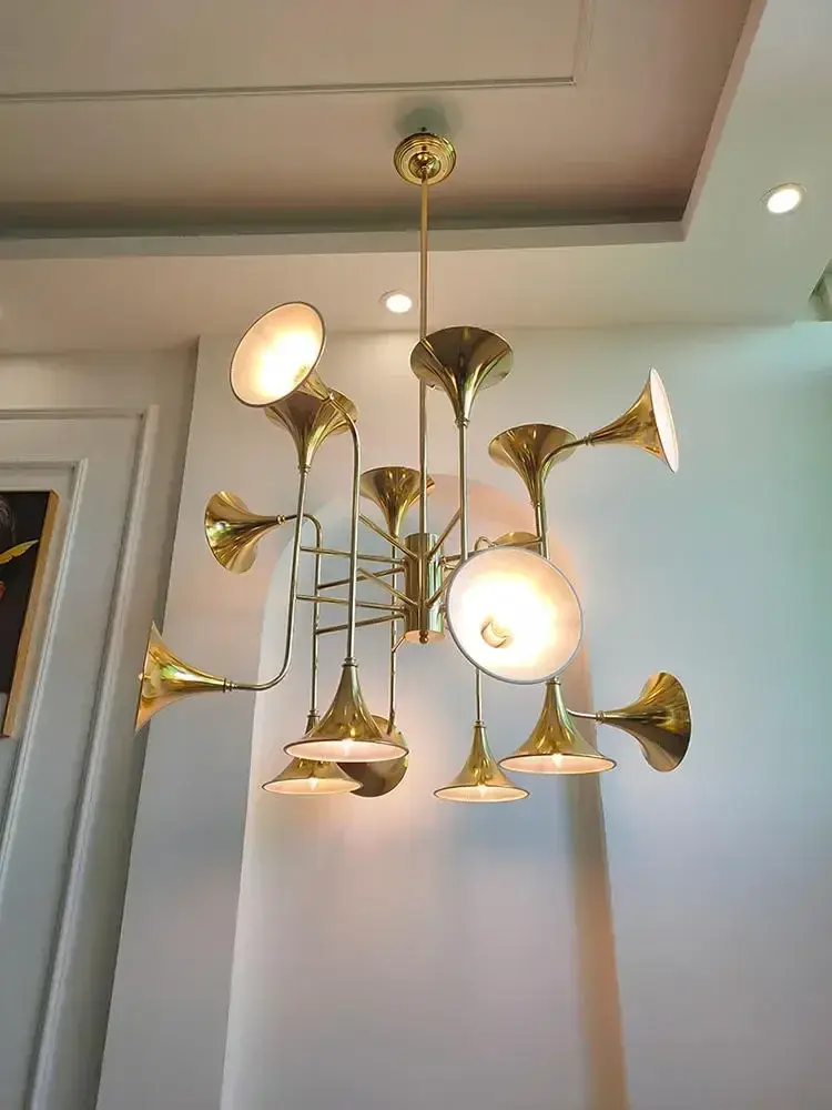 Golden Horn Led Ceiling Chandelier Living Room Loft Ceiling Lamp Art Creative Staircase Pendant Lights Home Decorations Lustre
