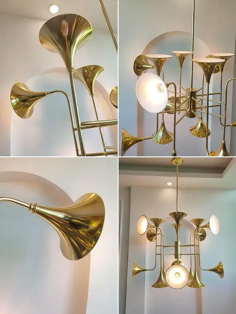 Golden Horn Led Ceiling Chandelier Living Room Loft Ceiling Lamp Art Creative Staircase Pendant Lights Home Decorations Lustre