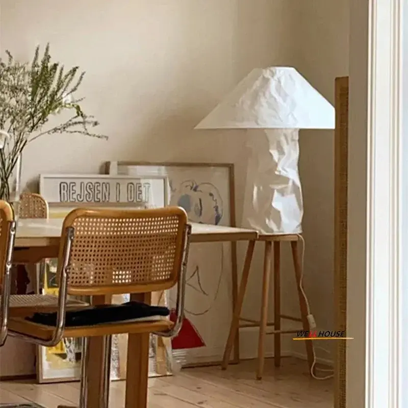 Art Deco Stand Lights Wabi Sabi Paper Floor Lamps Living Room Bedroom Corner Floor Lights Bedside Table Lights for LED