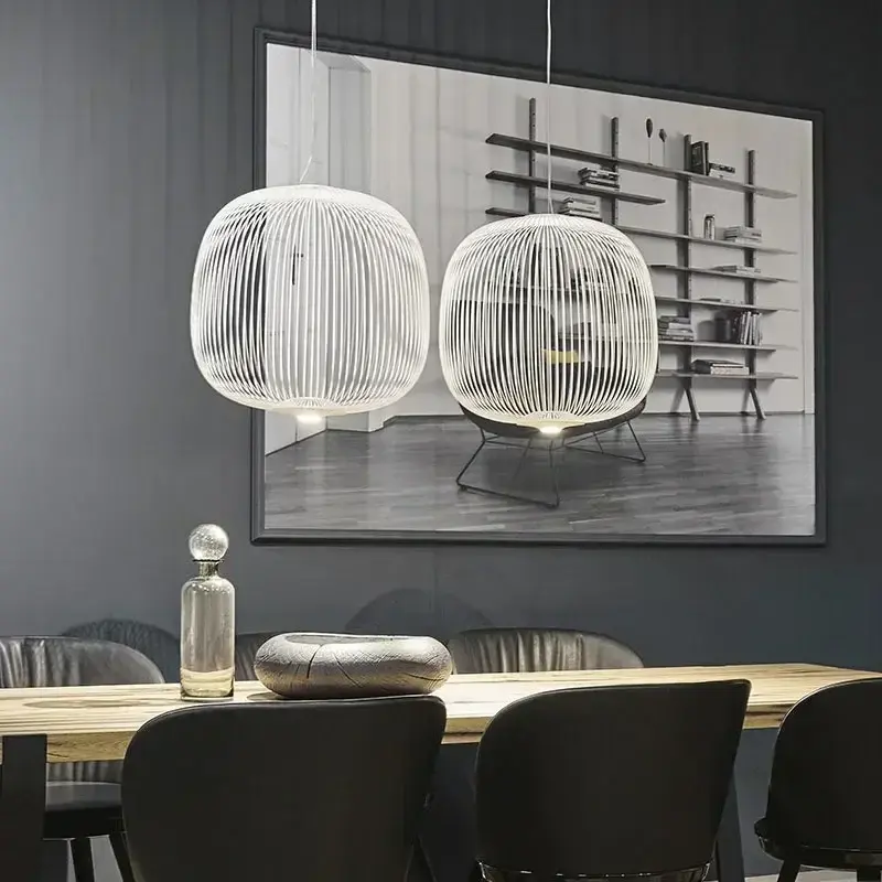 Restaurant Shop Hotel Lobby Chandelier Modern Cage Ceiling Pendant Lamp Living Room Atrium Space Staircase Ceiling Hanging Lamp