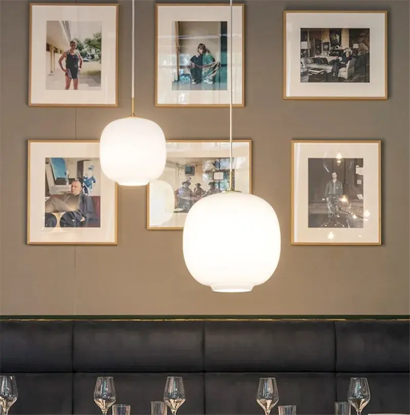Minimalist White Glass Pendant Lights Modern Dining Kitchen Table Hanging Lamps Restaurant Coffee Table Chandeliers Lustre