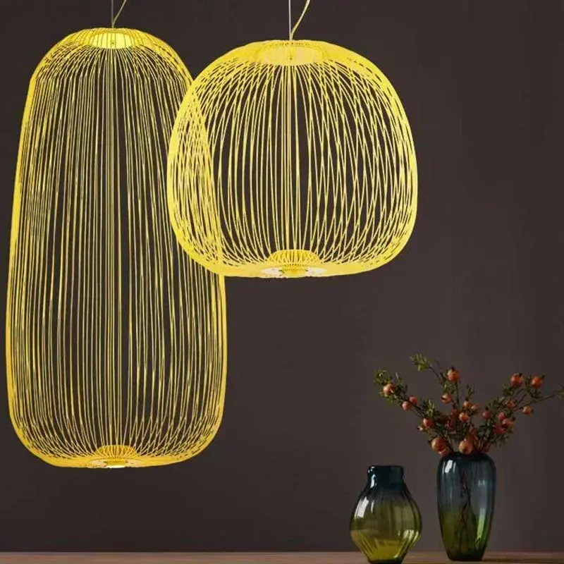 Restaurant Shop Hotel Lobby Chandelier Modern Cage Ceiling Pendant Lamp Living Room Atrium Space Staircase Ceiling Hanging Lamp