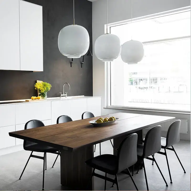 Minimalist White Glass Pendant Lights Modern Dining Kitchen Table Hanging Lamps Restaurant Coffee Table Chandeliers Lustre