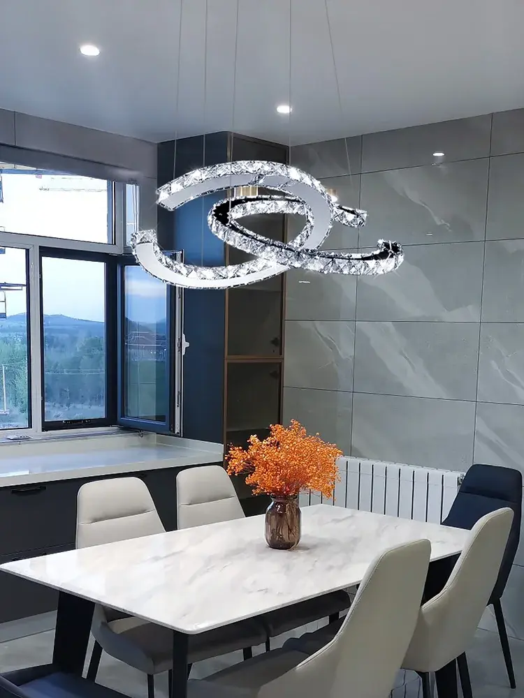 Modern Crystal Pendant Lights Creative Letter CC Chandelier for Living Room Restaurant Room Decor Fixture Hanging Lmaps