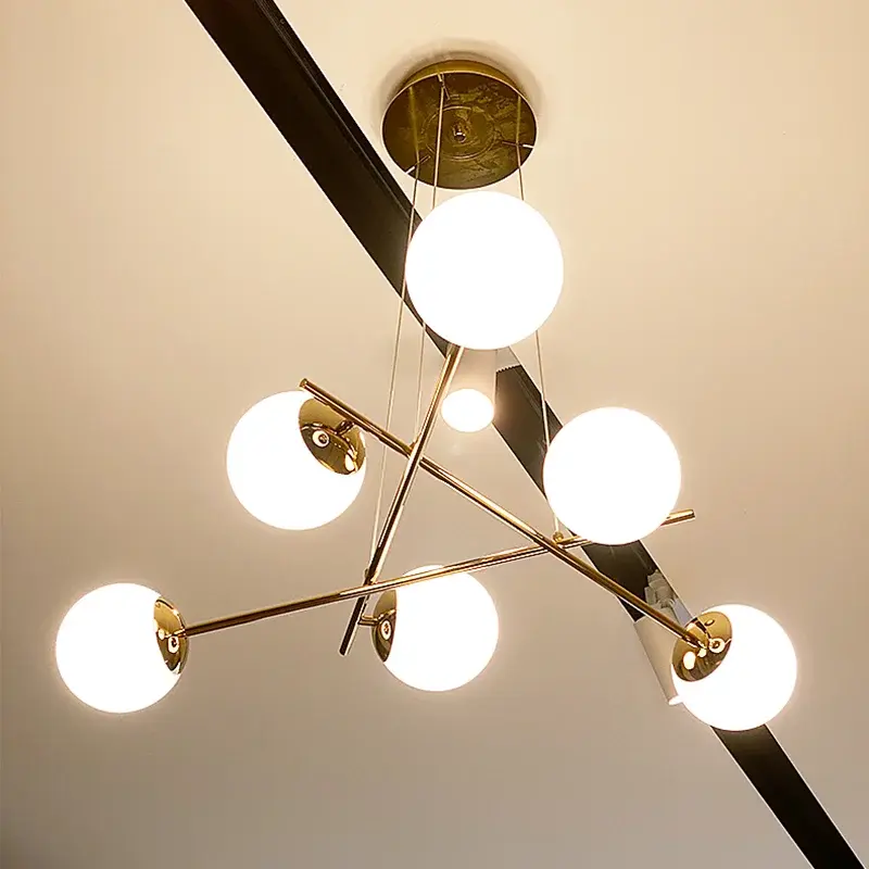 Modern Living Room Chandelier French Glass Ball Hanging Lamp Vintage LED Ceiling Pendant Light for Home Room Decor Lustre