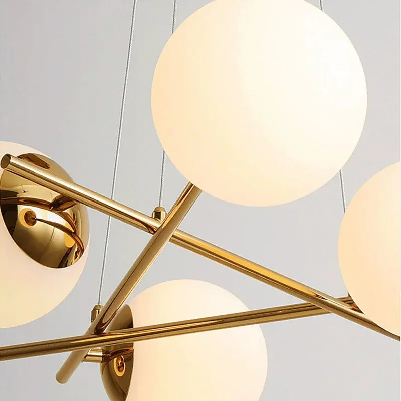 Modern Living Room Chandelier French Glass Ball Hanging Lamp Vintage LED Ceiling Pendant Light for Home Room Decor Lustre