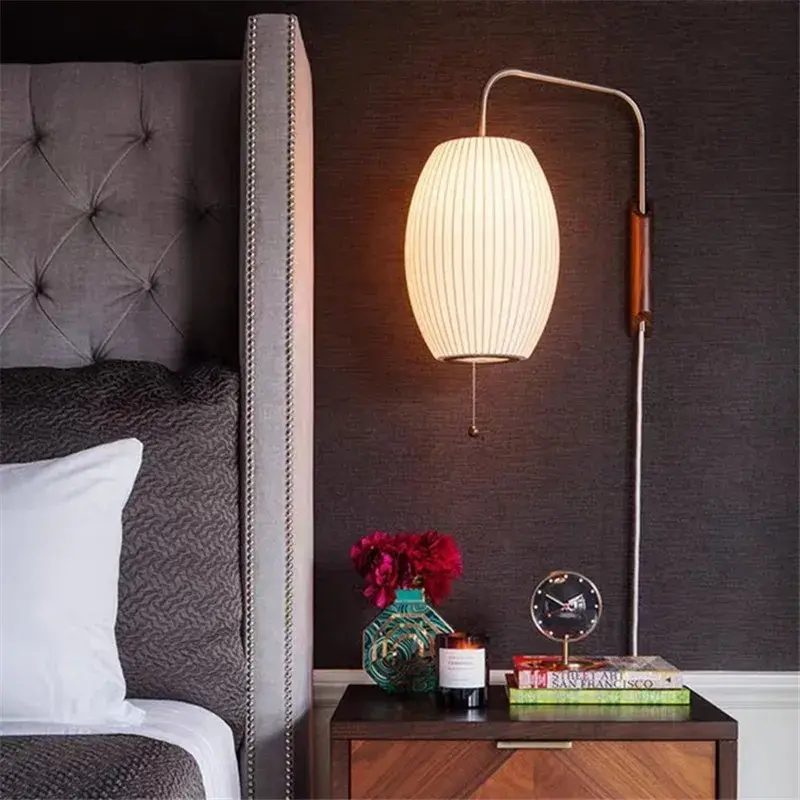 Japan Fabric Porch Wall Lamp Wabi Sabi Silk Living Room Bedroom Wall Light Hotel Lobby Corridor Wall Lamps for Room Decoration