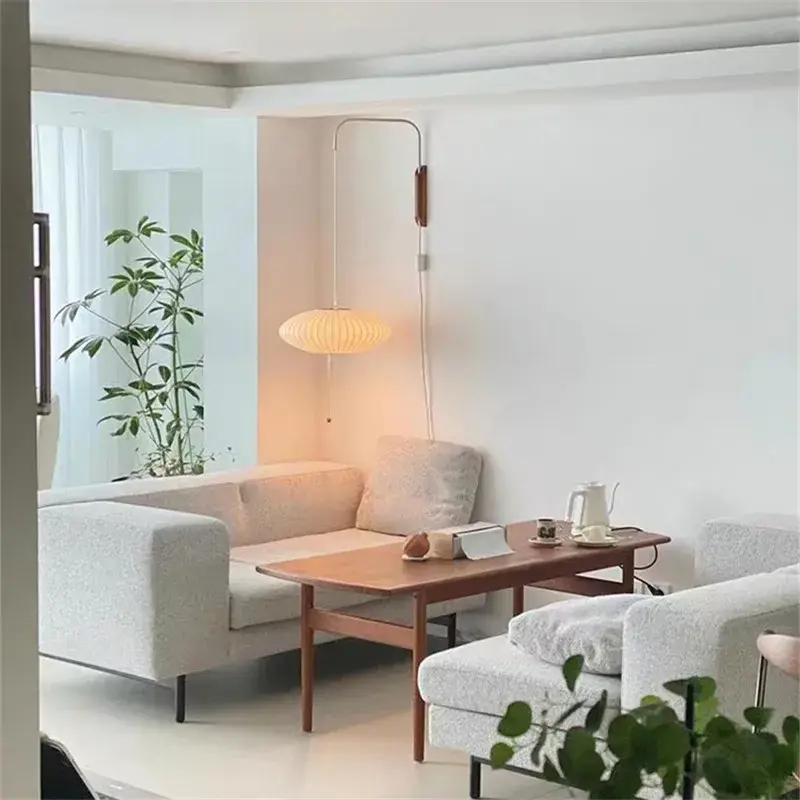Japan Fabric Porch Wall Lamp Wabi Sabi Silk Living Room Bedroom Wall Light Hotel Lobby Corridor Wall Lamps for Room Decoration