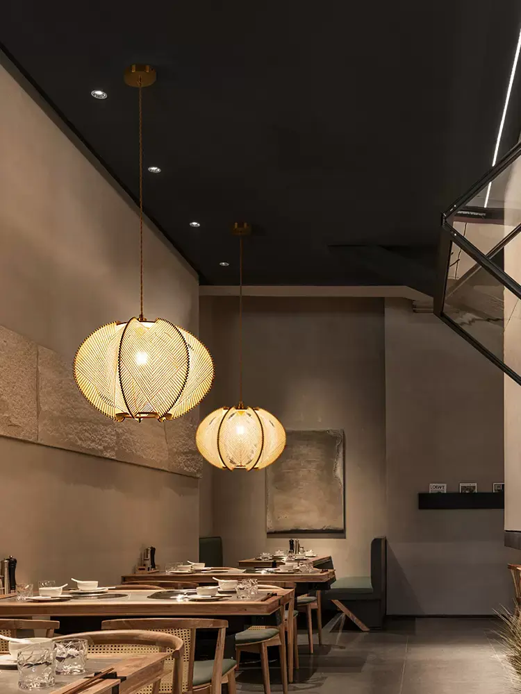 Wabi Sabi Pendant Lights Hemp Rope Wood Chandelier Living Room Bedroom Hanging Lamps for Ceiling Room Decor Lustre