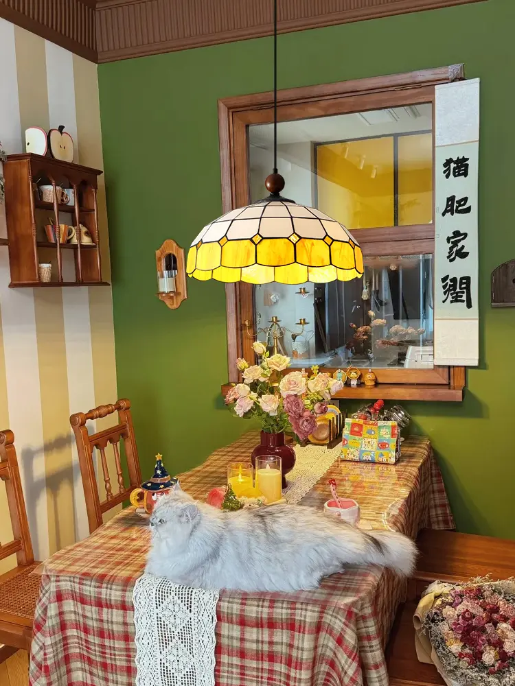 American Vintage Glass Pendant Light Retro Restaurant Hotel Shop Decor Chandelier Living Room Color Glass Hanging Lamp