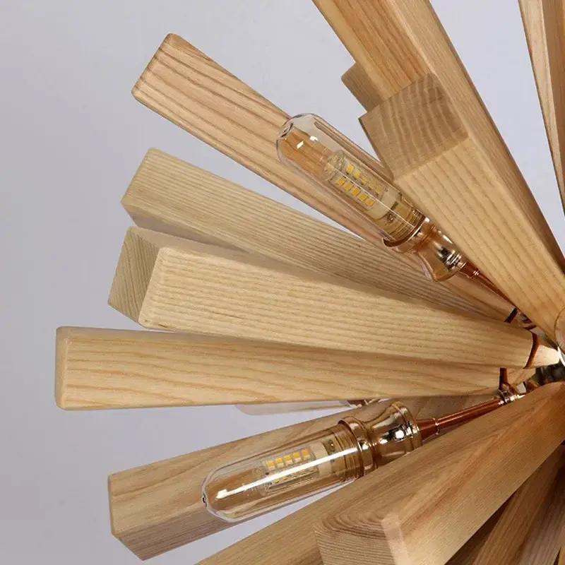 Dandelion Pendant Light Japan Wood Wabi Sabi Chandelier Living Room Restaurant Loft Ceiling Light for Home and Decoration Lustre