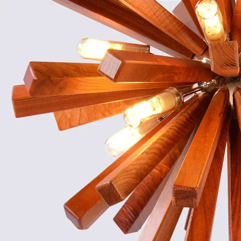 Dandelion Pendant Light Japan Wood Wabi Sabi Chandelier Living Room Restaurant Loft Ceiling Light for Home and Decoration Lustre