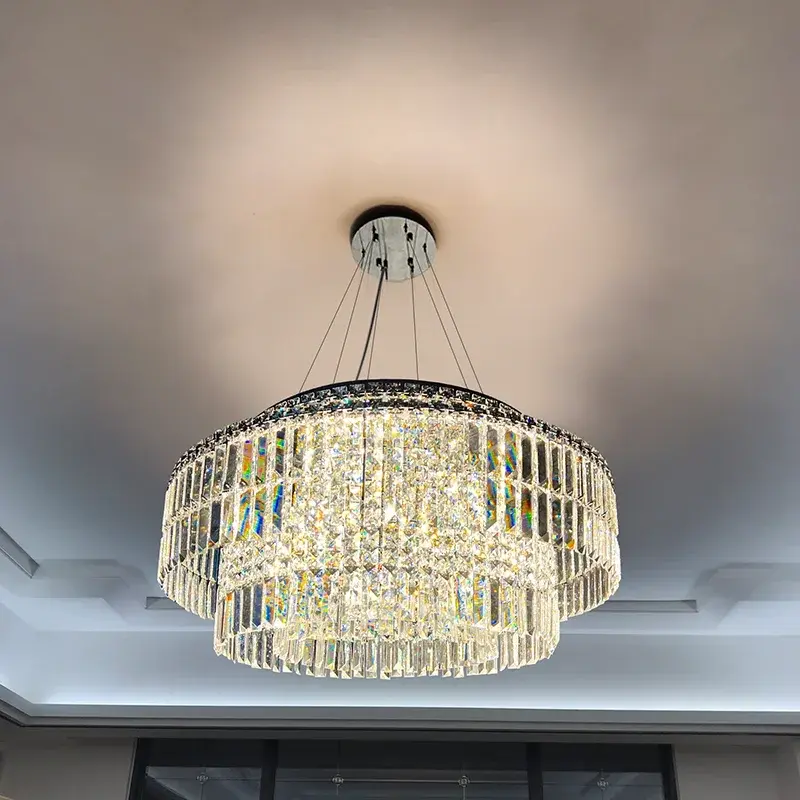 Classic Luxury Crystal Chandelier Hotel Lobby Bar Counter Pendant Light Luxurious House Villa Hanging Lamp for Home Living Room