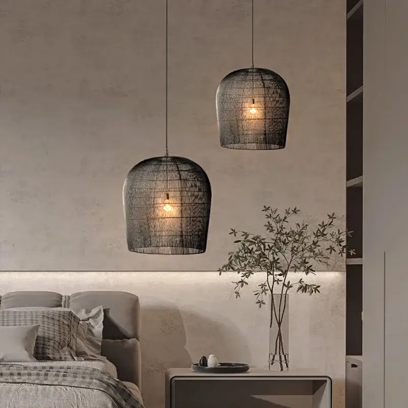 Japanese Restaurant Hotel Shop Chandelier Wabi Sabi Rattan Pendant Light Living Room Bedside Mood Light for Home Decor