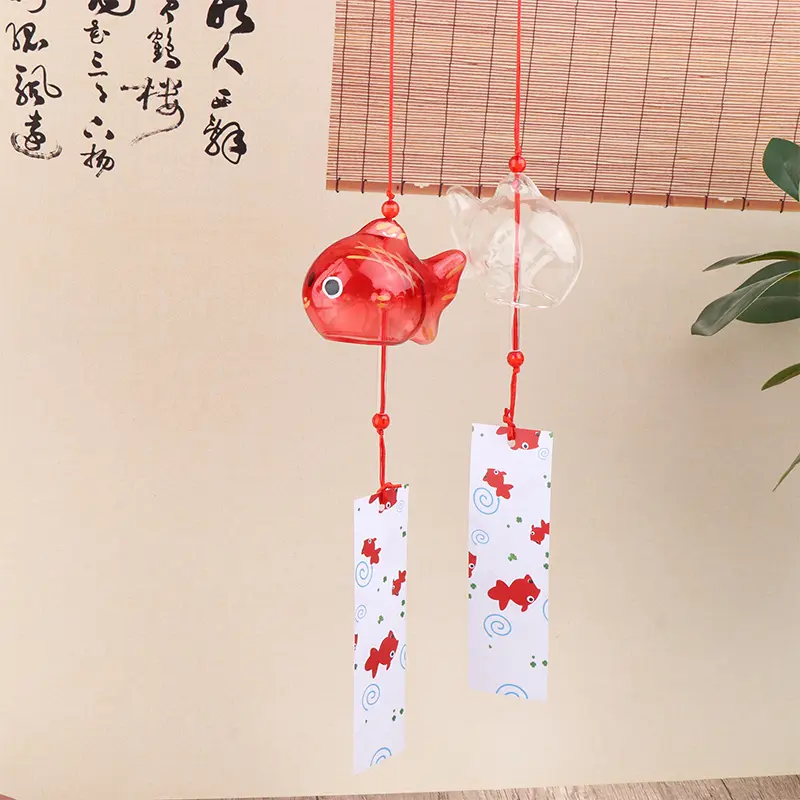 Goldfish Garden Hanging Wind Chime Chimes Japanese Glass Style Outdoor Decor Pendant Furin Decorative Fish Ornament